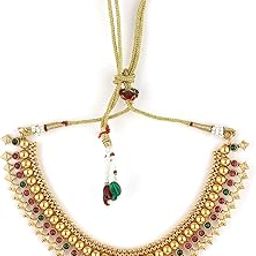 22K Gold-Plated Stone Studded with Beads Traditional Necklace Set For Women and Girls – Perfect for Weddings and Special Occasions-19