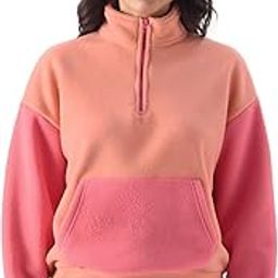Coral Candy Teddy Women and Girls Long Sleeve Mock Neck Solid Oversized Sweatshirts Oversized Sweatshirts for Women Hoodies Pullovers Graphic Printed Relaxed Loose Fit Drop Shoulder-picture-3