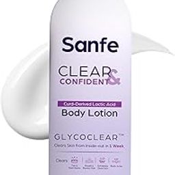 Sanfe Clear & Confident Glycolic Acid Body Lotion | Daily AHA Exfoliation for Rough & Bumpy Skin, Tan, Acne & Strawberry Skin | Niacinnamide, Lactic Acid SALICYLIC ACID 1% W/w | Smooth Skin from 1st Use | 200ml-43