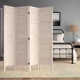 Wooden Room Divider Partition - Foldable Wood Screen Separator for Living Room, Bedroom, Office, Restaurant || Patti Design, White (4 Panel)-picture-22