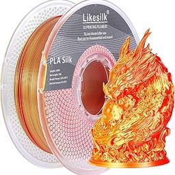 Likesilk PLA Silk Filament 1.75mm Clog-Free Shiny 3D Printer Filament, 1KG Spool (2.2lbs), Dimensional Accuracy +/- 0.03mm (Gold Red)-image-3