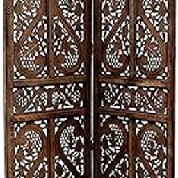 S-Shape Wooden Living Room Partition, Wooden Room Divider, for Household, Office, Bedroom, Pooja Room, and Restaurant (6 Feet, 2 Panel) Brown-image-41