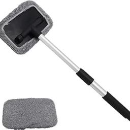 FUTURE TRAND (1Pcs) Windshield Cleaner -Microfiber Car Window Cleaning Tool with Extendable Handle and Washable Reusable Cloth Pad Head Auto Interior Exterior Glass Wiper Car Glass Cleaner Tool.-image-16