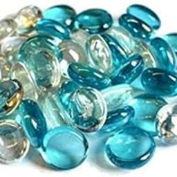 Ercole® Decorative Super Shiny Glossy Glass Pebbles Stone for Vase Fillers Plant Pots Home Garden & Outdoor Decoration (Aqua & Clear, 500 Grams)-image-61