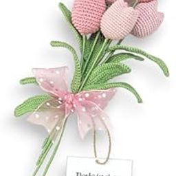 Happy Threads|Handmade Crochet Pink Tulips Flower Bouquet,Eco-Friendly & Elegant Floral Arrangements for Friends/Family,Best Decorative & Gifting Items for Home and Office-image-36