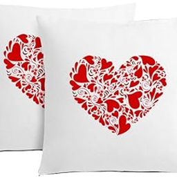 Mojolo Heart Theme Cushion Cover with Filler (12x12 Inches)(Pack of 2)-image-91
