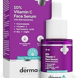 The Derma Co 10% Vitamin C Face Serum|With Vitamin C,5% Niacinamide & Hyaluronic Acid|Fades Dark Spots|Reduces Pigmentation|Boosts Collagen|Brightens Skin|Suitable For All Skin Types|30 ml-1