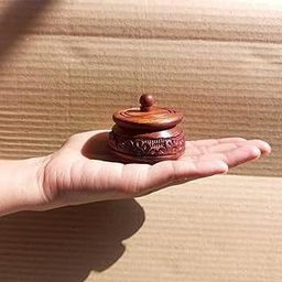 Shri Shri Handicraft Wooden Fancy Sindoor Box for Gift Pooja Articles Gift Item sindur dani Golden Dibbi, Wooden kumkum Box-image-67