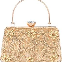 Premium Embroidered Clutch Purse – Wedding & Party Handbag for Women with Golden Beads & Diamond Clasp-image-84