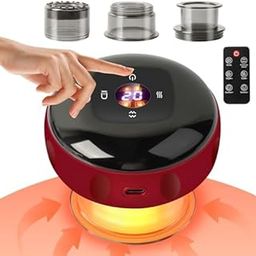 Electric Infrared Cupping Device, Intelligent Cupping 12 Gears with Remote Control, Smart Cupping, Electric Guasha Device, Vacuum Massager, Reduces Muscle Pain, Body Detoxification (Red)-image-66