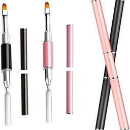 Royalkart Dual-Ended Polygel Acrylic Nail Art Brush & Picker, 2-in-1 Gel Nail Brush and Nail Pusher Peeler Scraper for Polygel UV Acrylic Nails Extension Professional or Home Use Pack Of 2-40