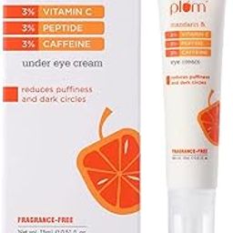 Plum 3% Vitamin C 3% Peptide & 3% Caffeine Eye Cream with Mandarin | Reduces Puffiness & Dark Circles | Improves Firmness & Elasticity| Reduces Fine Lines | Fragrance-Free | 100% Vegan-30