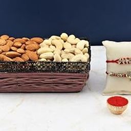 SFU E Com Set Of 2 Rakhi With Dry Fruit Hamper For Rakshabandhan Gift | Dry Fruit And Rakhi For Brother | Dry Fruit Basket Hamper | 20-76