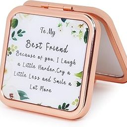 PDOZV Pocket Mirror for Women, Rosegold Square 2.8”×2.8” Metal Frame DropRubber Style Double Sided Mini Magnifying 1X/2X Mirror for Purse Can be Used as Gifts for Woman (RGFd01)-30