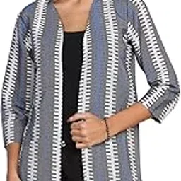 dressitude Women's Self Designed 3/4th Sleeve Front Open Cotton Long Shrug-picture-25