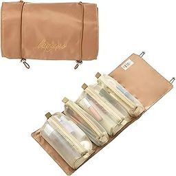 Cosmetic Pouch, Roll-Up Makeup Organizer Bag, Hanging Travel Toiletry Pouch, Foldable Cosmetic Bag with 4 Detachable Zippered Mesh Pouch-54