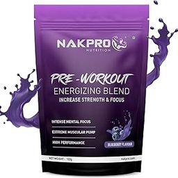 Nakpro Pre Workout Supplement (Blueberry, 100g Powder) with 100mg Caffeine, 1200mg Creatine Monohydrate and 1200mg Citrulline|Helps in Lean Muscle Building, Improves Workout Performance - 20 Servings-28