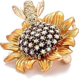 Gold Plated 'Botanic Buzz' 3D Bee With Sun Flower Brooch Cum Saree Pin For Women (Brooch0551) 1 Pc-image-11