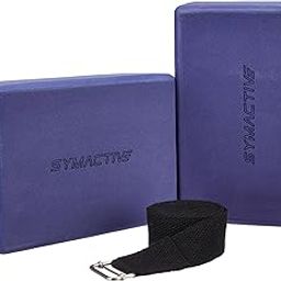 Amazon Brand - Symactive High Density Premium EVA Foam Yoga Blocks with Yoga Belt/Strap for Strength and Flexibility, Regular Size (3 x 6 x 9 inches, 8 feet belt, Set of 2, Multicolor)-12