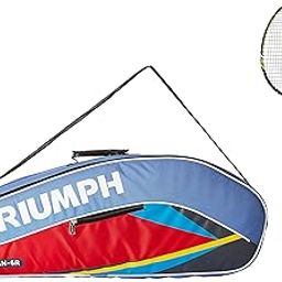 Triumph Legend-5000 One Piece Light Weight Strung Badminton Racket With Titan-6R Double Compartment Badminton Bag Sky/Red-picture-14