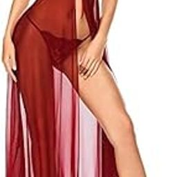 NISHABD Creations Women's Lingerie Lace Babydoll High Split Maxi Long Gown Maternity Dress Night wear Sleep wear Nighty for Honeymoon-image-13