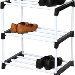 GOLAJI® Plastic Multiple Shoe Rack for Office and Home use 3 Shelves (Black)-picture-11