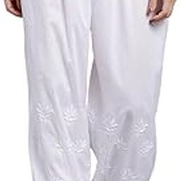 Hand Embroidered Lucknowi Chikankari White Cotton Afghani Salwar for Women SCL11030-image-86