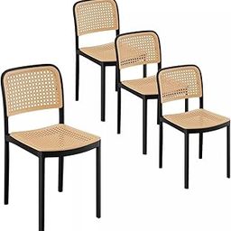 Dream Furnishing - Set of 4 Chairs for Dinning Room Rattan Dinning Chair Modern Stackable Desk, Home & Outdoor Fits at All Places (Set of 4 Chairs) (Black) (Black)-image-38