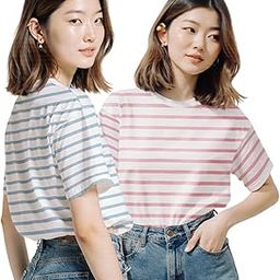 togs & terre Women Oversized Striped T-Shirt Combo (Pack of 2) | 100% Cotton | Soft Breathable Fabric | Half Sleeve | Casual Everyday Wear (Art No. Stripe) A4-picture-13