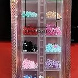Professional Nail Art Decorations Set, 12 Compartments Storage Box, Multi-Color Pearl Flower Embellishments-image-98