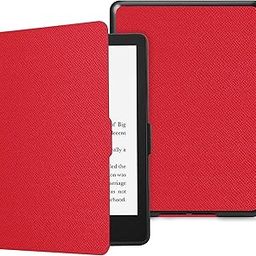 Fintie Slimshell Case for 6.8" Kindle Paperwhite (11th Generation-2021) and Kindle Paperwhite Signature Edition - Premium Lightweight PU Leather Cover with Auto Sleep/Wake, Red-picture-32