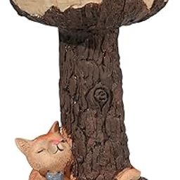 Bird Bath for Garden, Polyresin Big Tree Shape Bird Bath Brown Pedestal Handmade Gifts for Outdoor Home Garden, Lawn Yard Decorations (G)-image-21