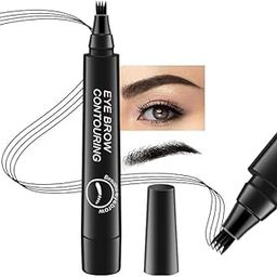 HMYZ 4 Point Eyebrow Pencil Black,Waterproof Microblading Eyebrow Pencil with a Micro-Fork Tip Applicator Creates Black Fine Sketch Liquid Eye Brow Tattoo Tint Pen-image-18