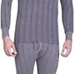 Men's Solid Round Neck Full Sleeves Thermal Top and Bottoms, Regular Fit, Pack of 1-image-20