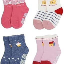 Secure Steps Baby Anti-Slip Cotton Socks | Breathable & Soft | For Newborns, Infants & Toddlers (1-3 Years) | Pack of 4 Pairs (Multicolor)-image-43