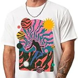 Trippy Colorful Print Tshirt for Men and Boys | Stylish Unisex Streetwear Tshirt White-image-77