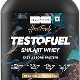 Kapiva Testofuel Shilajit Whey Protein| 25g Protein | 250mg Shilajit | 5.5g BCAA | Belgian Chocolate | Faster Absorption | Digezyme blend | WADA Compliant | 1Kg/ 2.2lb-13