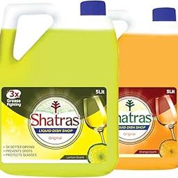 Shatras 5Liter Lemon & Orange Dishwashing Liquid, Heavy Duty Grease Cleaner for Utensils & Glassware, Spot-Free Shine, Safe and Effective Formula (Pack of 2)-image-30