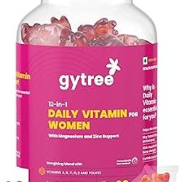 Gytree Multivitamin Gummies for Women | Power of Vitamin C, D, E, B12, Magnesium and Zinc | Boosts Muscle Recovery, Bone Strength & Skin Health | Strawberry & Lemon Flavour (30 Count)-image-81