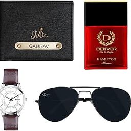 Personalized Classic Man Wallet Sunglass Watch & Perfume Gift Set-picture-35