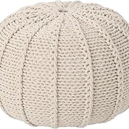 Christopher Knight Home Agatha Knitted Cotton Pouf, Beige-image-55