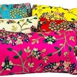 AT Traders Traditional Vintage Embroidered Purse for Women with Zipper, Potli Pouches for Baby Shower, Potli Purse for Ladies, Potli Bags for Gifting Multi Colour-image-40