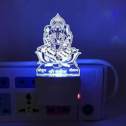 Aanshi gift World Night Lamp Ganesh Ji Design Acrylic Night Light with Plug for Bedroom/Kitchen/Home/Office 7 Color Changing Light (Multicolor)-image-80