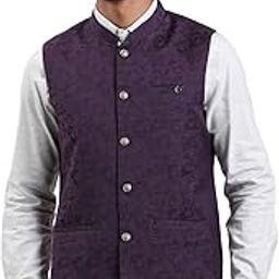 turtle Men Polyviscose Tailored Fit Jacquard Nehru Jacket-picture-3