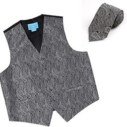Men's Fashion Series Pattern Microfiber Dress Tuxedo Vest Neck Tie Set Mens-picture-19