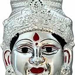 ammavari face | 9 Inches |vara mahalakshmi face |Devi mukwada | Varalakshmi Pooja Decoration Items|varalakshmi amman face|Aluminum Sliver Coated | idols home décor|pooja articles|Festive decorations-image-17