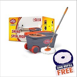 Chakaachak Shine Spin Bucket Mop with Stainless Steel Wringer Plus 1 Free Refill (Multicolor)-56