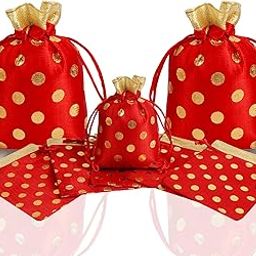 Jute Potli (Size:7×9 in) (Pack of 70) Premium Shagun Purse, Eco-Friendly Handmade Reusable Drawstring Pouch For Women, Girl, Return Gift, Diwali, Wedding, Kirtan Puja, Party Favors (Red)-image-53
