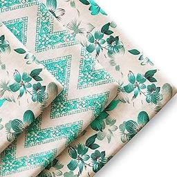 Cotton Printed Fabric | Unstitched Cotton Fabric for Kurti, Dresses, Suit | Top - 2.5 Meters & Bottom 2.5 Meters | Cotton Fabric Suit for Women (Sea Green)-image-98