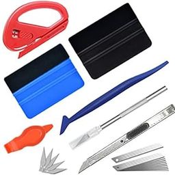 Preptep Vehicle Vinyl Wrap Tool Kit Window Tinting Tool Include 4 Inch Felt Squeegee, Retractable 9mm Utility Knife and Blades, Zippy Vinyl Cutter and Mini Go Corner Squeegee for Car Wrapping-picture-22